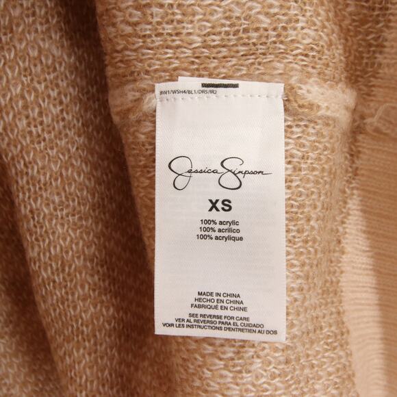 Jessica Simpson Sweater Beige Leopard Print Animal Pattern Pullover Crewneck XS - Picture 7 of 8